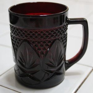 Vintage French Ruby Red Pressed Cut Glass Mug – ARCOROC-Durand for Luminarc